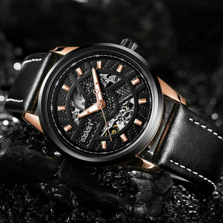 Armbanduhr Automatische Mechanische Uhr Uhren Leder Armband – Bild 3