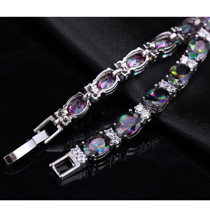 CWWZircons Luxury Design Multicolor Oval Rainbow Mystic Crystal Women Fancy Bracelet with Cubic Zirconia Stones CB149 – Bild 4