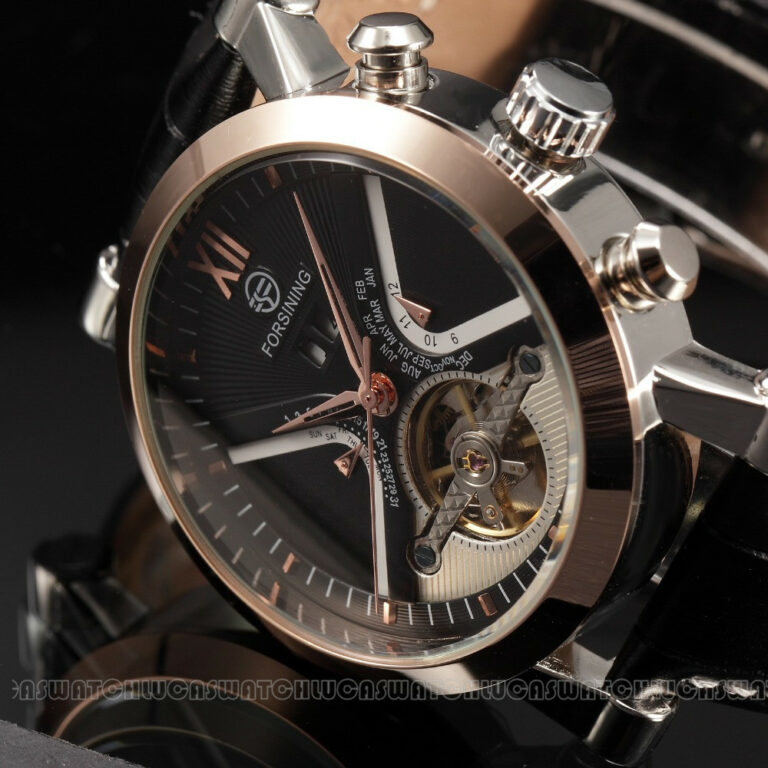 FORSINING Automatische Mechanische Uhren Männer Kalender Leder Armbanduhr – Bild 2