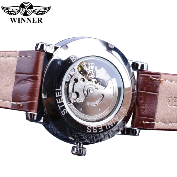 Armbanduhr Uhr Mechanische Automatische Uhren Datum Leder Band für Männer – Bild 4