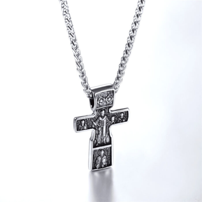 Kruzifix Jesus Kreuz Anhänger & Halsketten Gold Farbe Edelstahl Kette Vintage Katholischen Kirche Religiöse Männer Schmuck – Bild 5