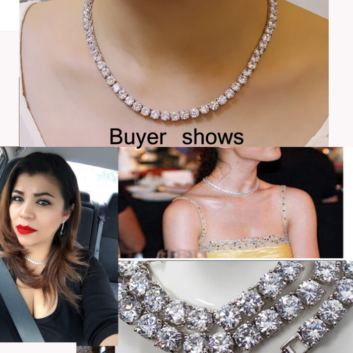 CWWZircons Luxury Sparkling 0.6 CM Big Carat Cubic Zirconia Crystal Round Choker Necklaces For Women Jewelry Party  CP044 – Bild 4