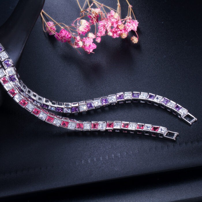 CWWZircons Brand Square 3mm Cubic Zirconia Tennis Bracelets for Woman White Gold Color Princess Cut CZ Wedding Jewelry CB169 – Bild 3