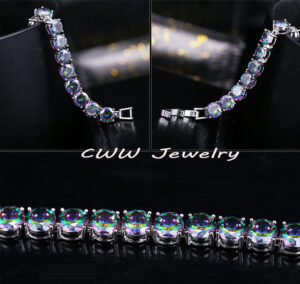 CWWZircons 2021 Fashion Brand MultiColour Natural Round Mystic Cubic Zirconia Stones Women CZ Tennis Bracelets Bangles CB131 – Bild 4