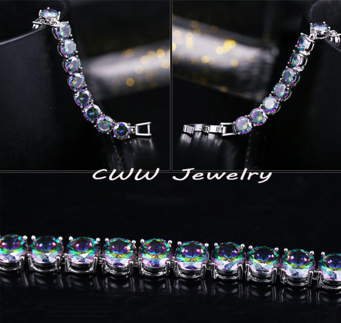 CWWZircons 2021 Fashion Brand MultiColour Natural Round Mystic Cubic Zirconia Stones Women CZ Tennis Bracelets Bangles CB131 – Bild 4