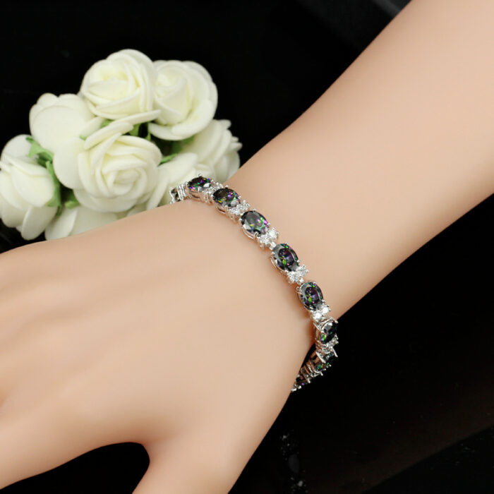 CWWZircons Luxury Design Multicolor Oval Rainbow Mystic Crystal Women Fancy Bracelet with Cubic Zirconia Stones CB149 – Bild 6