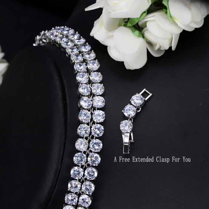 CWWZircons Luxury Sparkling 0.6 CM Big Carat Cubic Zirconia Crystal Round Choker Necklaces For Women Jewelry Party  CP044 – Bild 3