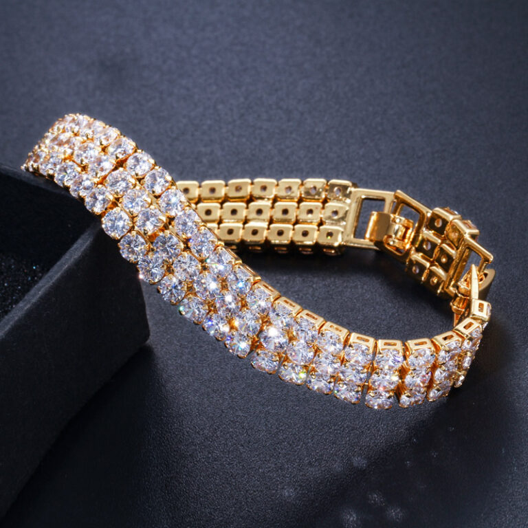 HTB1U89ra4_rK1RkHFqDq6yJAFXab.jpg CWWZircons 3 Row Iced Hip Hop Yellow Gold Color Bling Cubic Zirconia Tennis Bracelet for Men Luxury Punk Jewelry Gift CB048 – Bild 1
