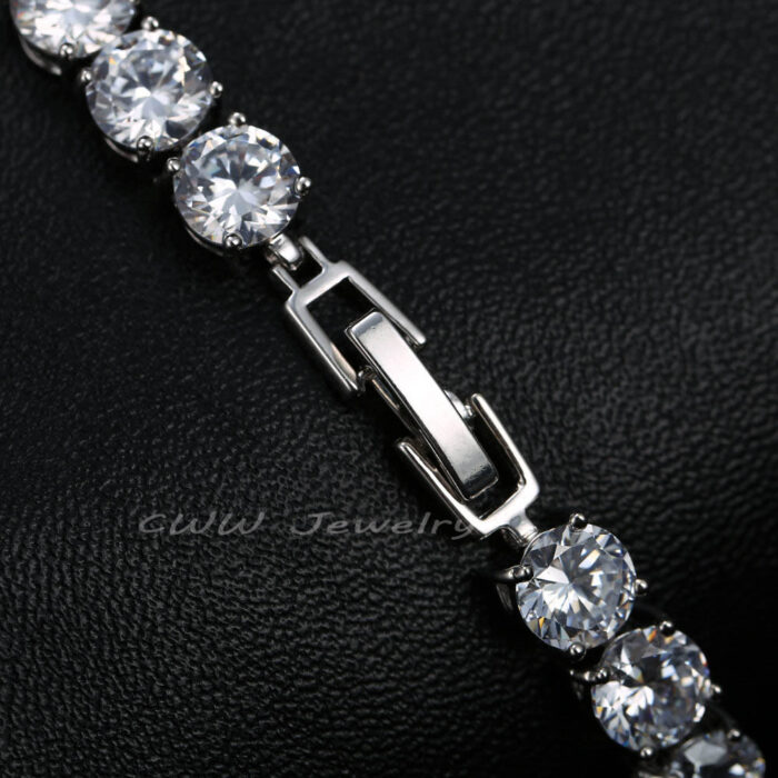 CWWZircons Brand Fashion Yellow Gold Color CZ Jewelry Clear Round Cubic Zircon Stone Chain Link Bracelets For Women CB145 – Bild 5