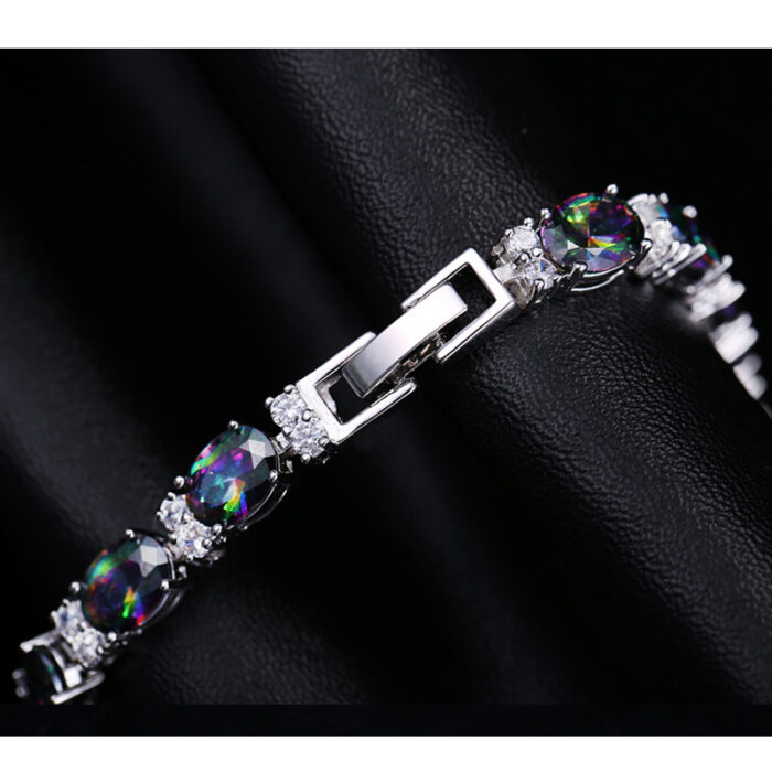CWWZircons Luxury Design Multicolor Oval Rainbow Mystic Crystal Women Fancy Bracelet with Cubic Zirconia Stones CB149 – Bild 3