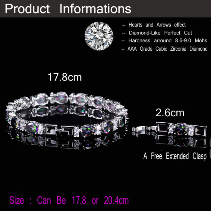 CWWZircons Luxury Design Multicolor Oval Rainbow Mystic Crystal Women Fancy Bracelet with Cubic Zirconia Stones CB149 – Bild 5