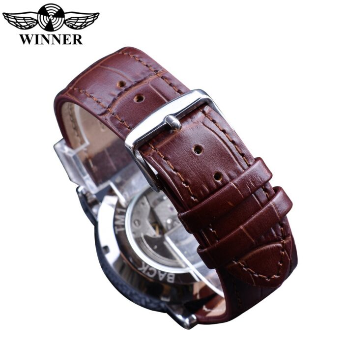 Armbanduhr Uhr Mechanische Automatische Uhren Datum Leder Band für Männer – Bild 5
