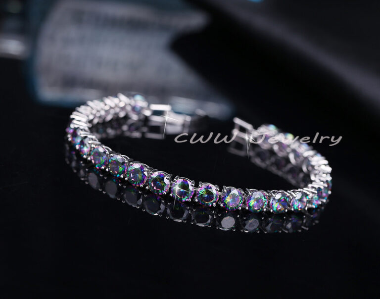 CWWZircons 2021 Fashion Brand MultiColour Natural Round Mystic Cubic Zirconia Stones Women CZ Tennis Bracelets Bangles CB131 – Bild 3
