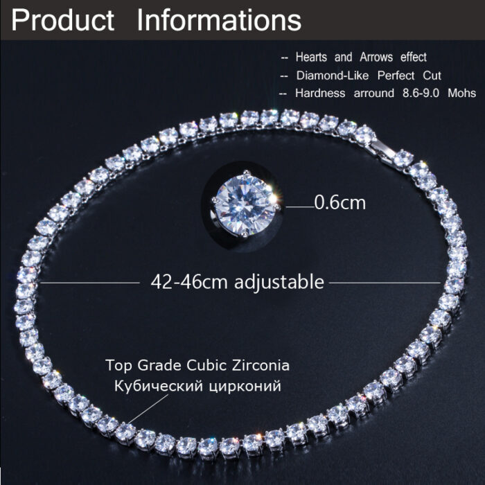 CWWZircons Luxury Sparkling 0.6 CM Big Carat Cubic Zirconia Crystal Round Choker Necklaces For Women Jewelry Party  CP044 – Bild 5