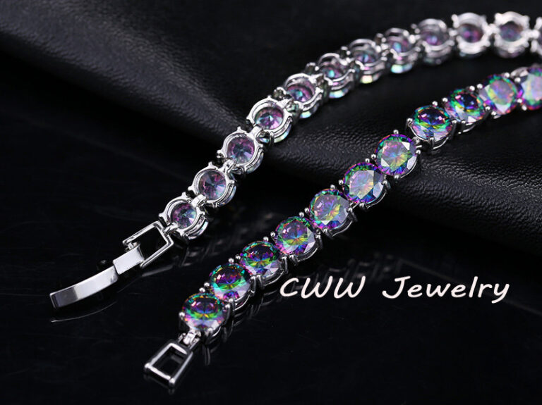 CWWZircons 2021 Fashion Brand MultiColour Natural Round Mystic Cubic Zirconia Stones Women CZ Tennis Bracelets Bangles CB131 – Bild 5