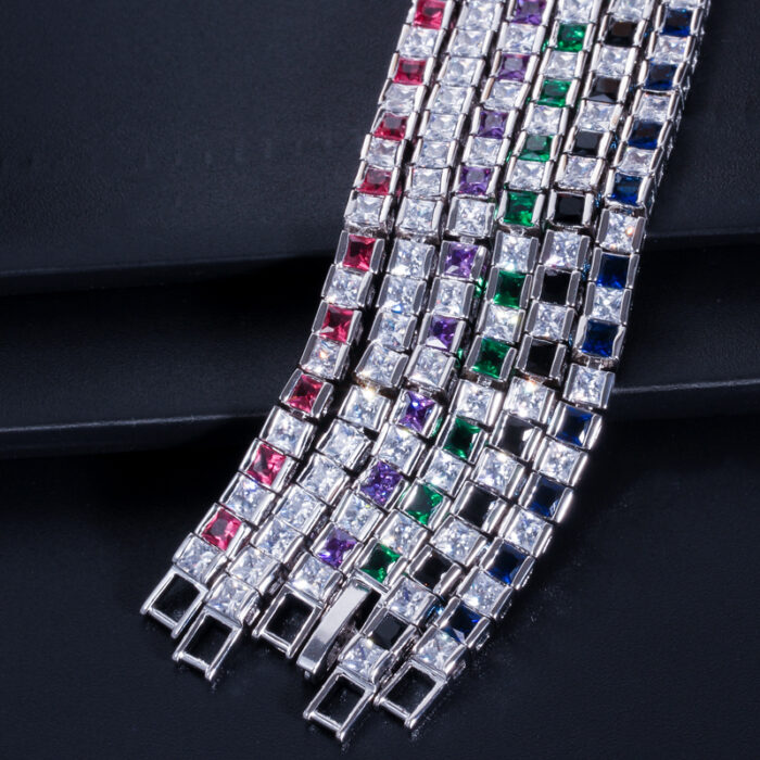 CWWZircons Brand Square 3mm Cubic Zirconia Tennis Bracelets for Woman White Gold Color Princess Cut CZ Wedding Jewelry CB169 – Bild 4
