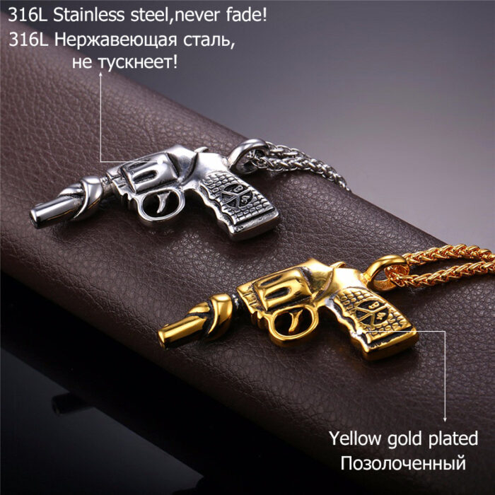 Necklace American Style Chain Men Women Pendant Peace Gold Color Stainless Steel Vintage Necklace Jewelry – Bild 4