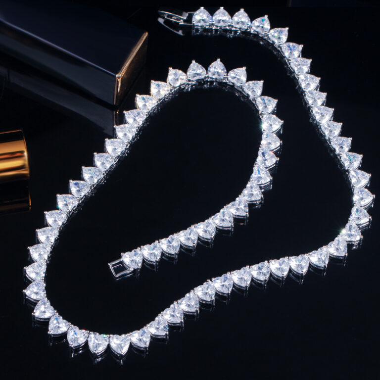 CWWZircons Shiny 5A Cubic Zirconia Heart Shape Iced Bling CZ Tennis Necklace for Women Fashion Hip Hop Party Jewelry CP082 – Bild 4