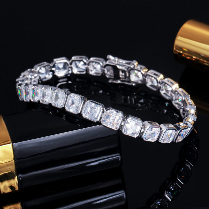CWWZircons Bling Square Cubic Zirconia Pave Silver Color Bridal Wedding Tennis CZ Bracelets for Women Jewelry Accessories CB260 – Bild 5