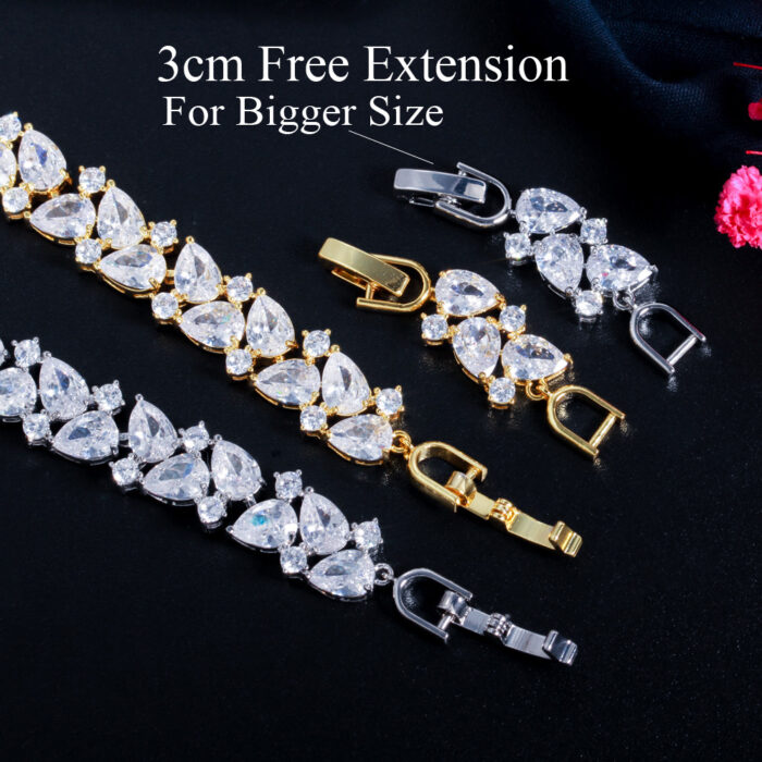 CWWZircons Stunning African Cubic Zirconia Dubai Gold Engagement Wedding Bridal Bracelet Jewelry Accessories for Women CB267 – Bild 5