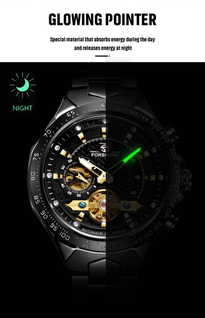 FORSINING Armbanduhr Automatik Mechanische Uhr für Herren Edelstahl Business – Bild 4