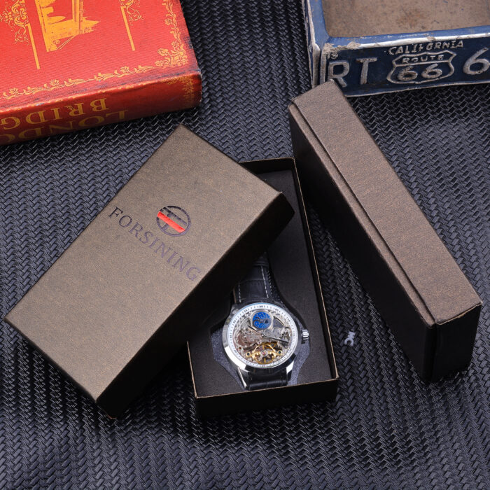 Forsining Automatische Mechanische Herrenuhr Lederband Mondphase Wasserdichte Business Armbanduhren – Bild 6