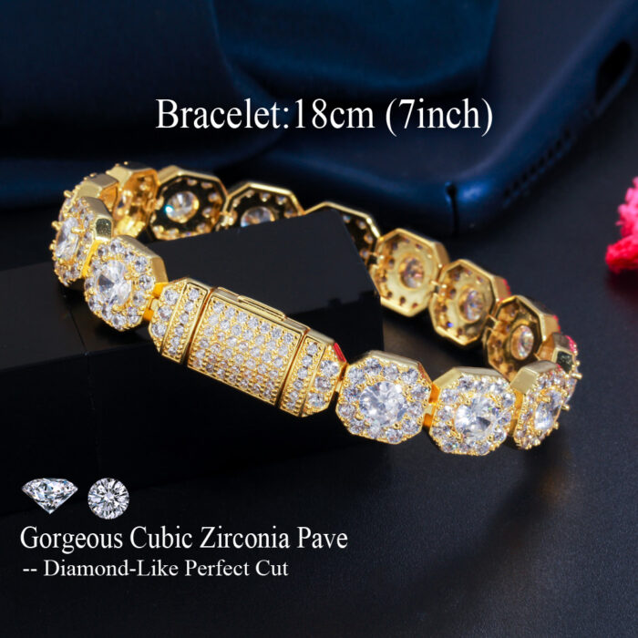 CWWZircons Bling Square Halo Cubic Zirconia Pave White Gold Color Bracelet Bangle for Women Wedding Party Hip Hop Jewelry CB270 – Bild 6