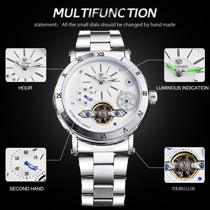 Herrenuhr Automatische Uhr Mechanische Edelstahl Armbanduhr Kristall Edelstahl – Bild 4