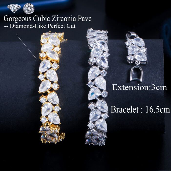 CWWZircons Stunning African Cubic Zirconia Dubai Gold Engagement Wedding Bridal Bracelet Jewelry Accessories for Women CB267 – Bild 4