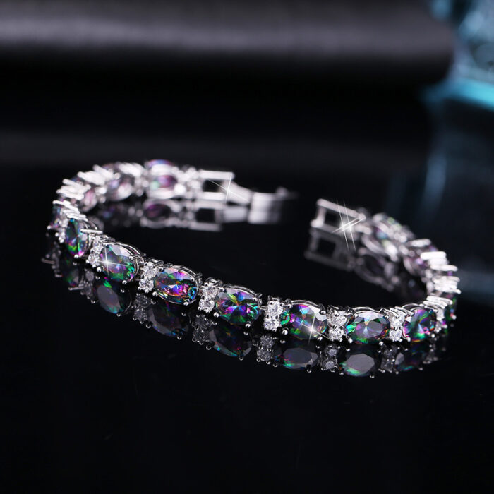 CWWZircons Luxury Design Multicolor Oval Rainbow Mystic Crystal Women Fancy Bracelet with Cubic Zirconia Stones CB149 – Bild 2