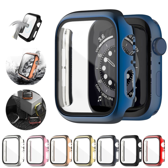 Glass+Cover for Apple Watch 45mm 41mm 44mm 40mm 42mm 38mm Case,Full Defense Coverage Screen Protector for iWatchSE 7 6 5 4 3 2 1 – Bild 1