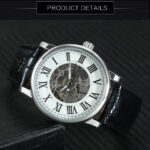 Automatikuhr Klassische Mechanische Uhr Klassische Armband Uhr Skelett Leder Band – Bild 3