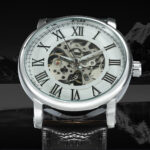 Automatikuhr Klassische Mechanische Uhr Klassische Armband Uhr Skelett Leder Band – Bild 2