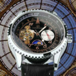 Forsining Automatische Mechanische Uhr für Männer Retro Mond Phase Sub-Dials Leder Armband Leucht Männliche Uhren – Bild 2