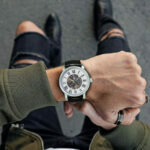 Automatikuhr Klassische Mechanische Uhr Klassische Armband Uhr Skelett Leder Band – Bild 5