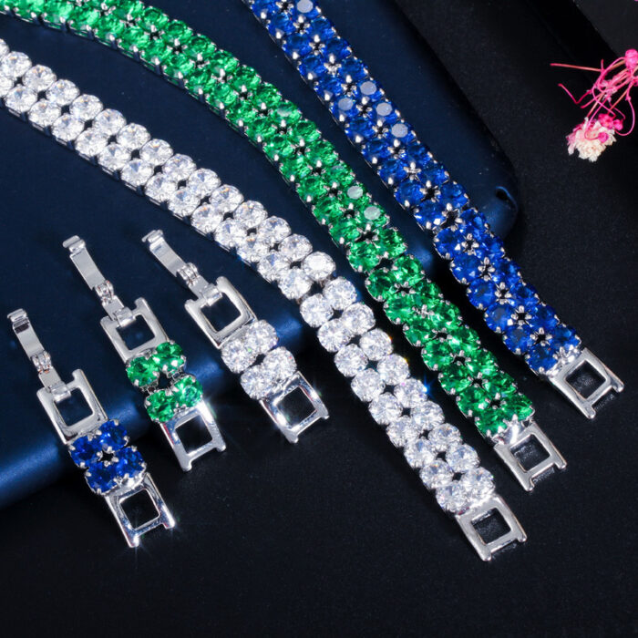 Unisex Tennisarmband in Gelbgold mit funkelnden Zirkonia-Steinen – Bild 5