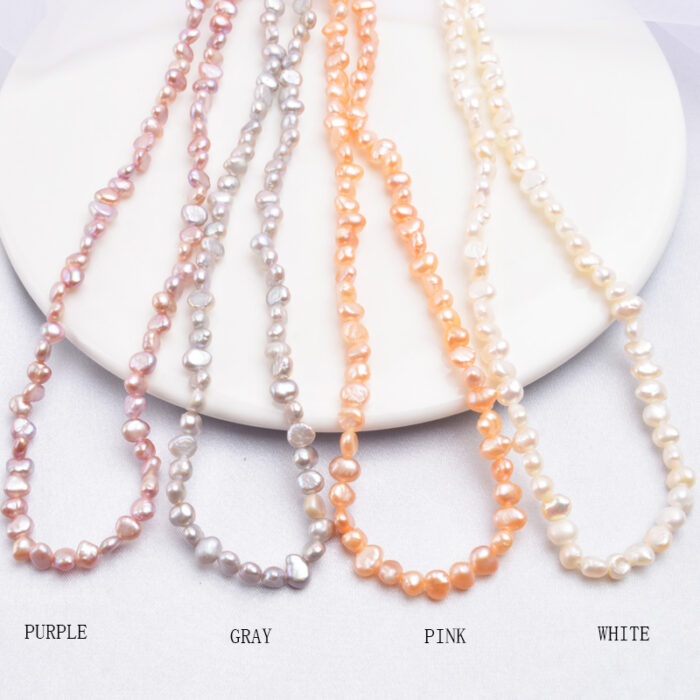 ASHIQI Natürliche Süßwasser Perle Choker Halskette Barocke perle Schmuck für Frauen hochzeit 925 Silber Verschluss trend – Bild 4