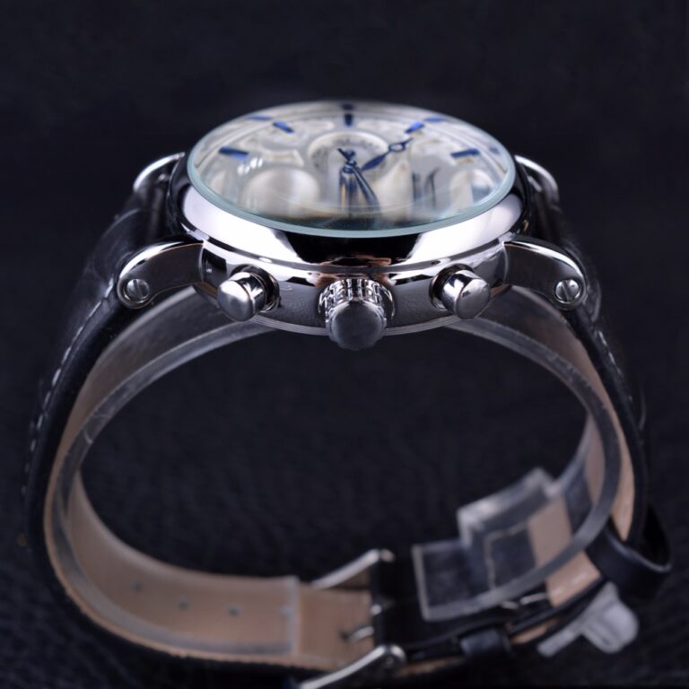 Herrenuhr Automatische Mechanische Uhr Weiß 3 Dials Selbstaufzug Kalender Business Leder Band Armbanduhr – Bild 3