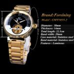 Forsining Goldene Edelstahl Herrenuhr Automatische Skelett Armbanduhr Uhr – Bild 3