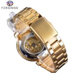 Forsining Goldene Edelstahl Herrenuhr Automatische Skelett Armbanduhr Uhr – Bild 5