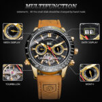 Forsining Chronograph Automatik Herren Militäruhr Hohle mechanische Armbanduhr 3bar Echtes Leder Herren Uhren – Bild 4