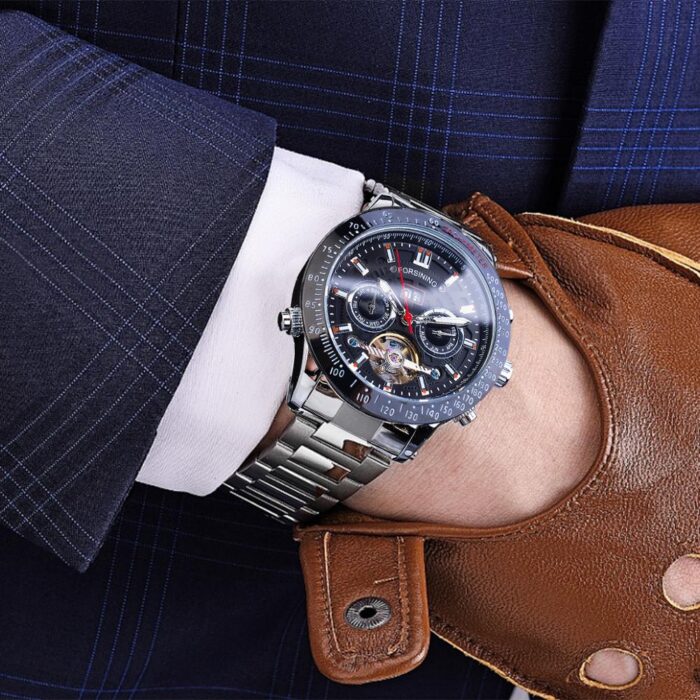 Forsining Design Silber Stahl Herren Automatik Sport Mechanische Armbanduhren Top Marke Luxus Männliche Uhr Relogio – Bild 5