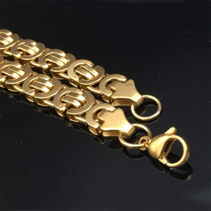 Byzantinische Kette Gold Edelstahl für Halskette 60 cm 8,5 mm – Bild 3