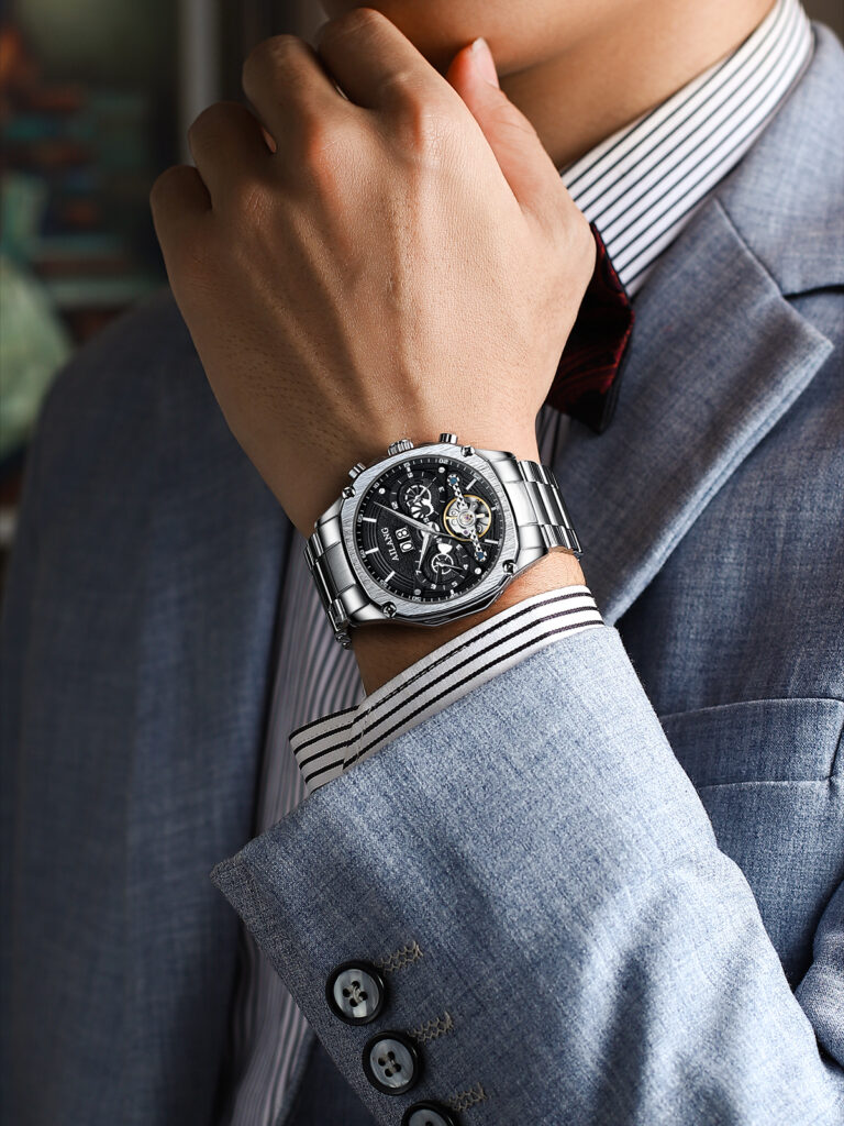 Herrenuhr Automatikuhr Edelstahl Herren automatische mechanische Uhr – Bild 2