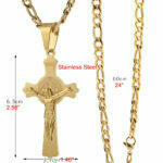 Jesus Cross Crucifix Anhänger Halskette Edelstahl katholisches Roman Kreuz – Bild 3