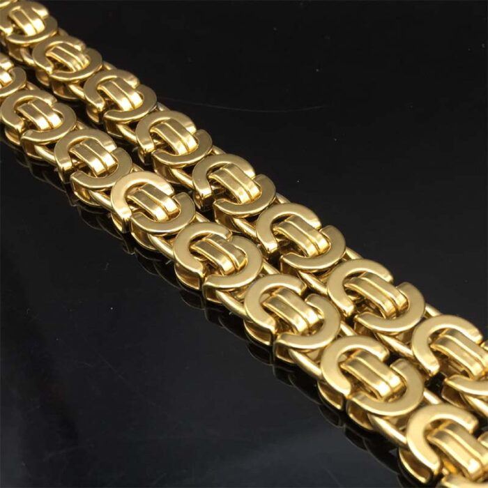 Byzantinische Kette Gold Edelstahl für Halskette 60 cm 8,5 mm – Bild 4