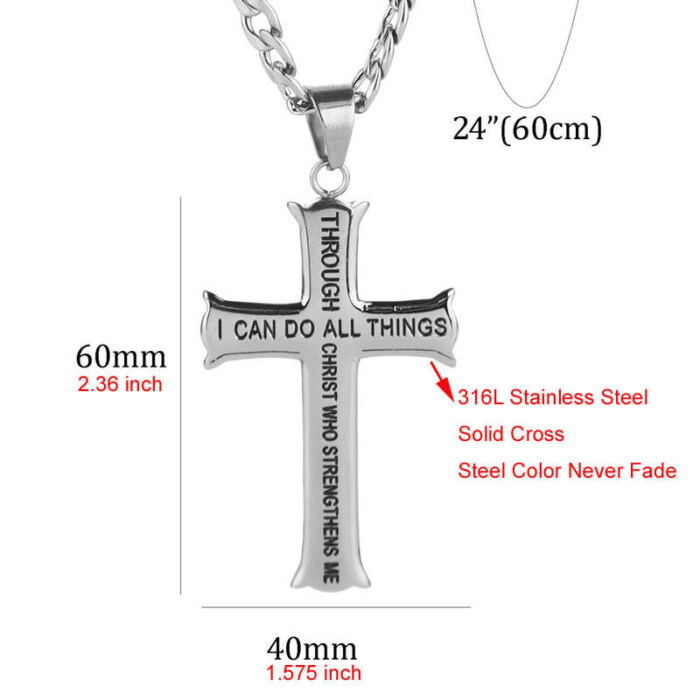 60cm Edelstahl Kette Kreuz Eisenkreuz Reinheit Halskette – Bild 3