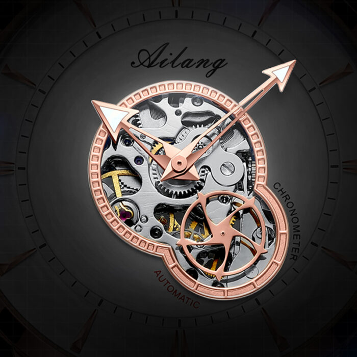 Herrenuhr Automatische Armbanduhr Lederband Sport Uhr Dünne Skelett – Bild 3