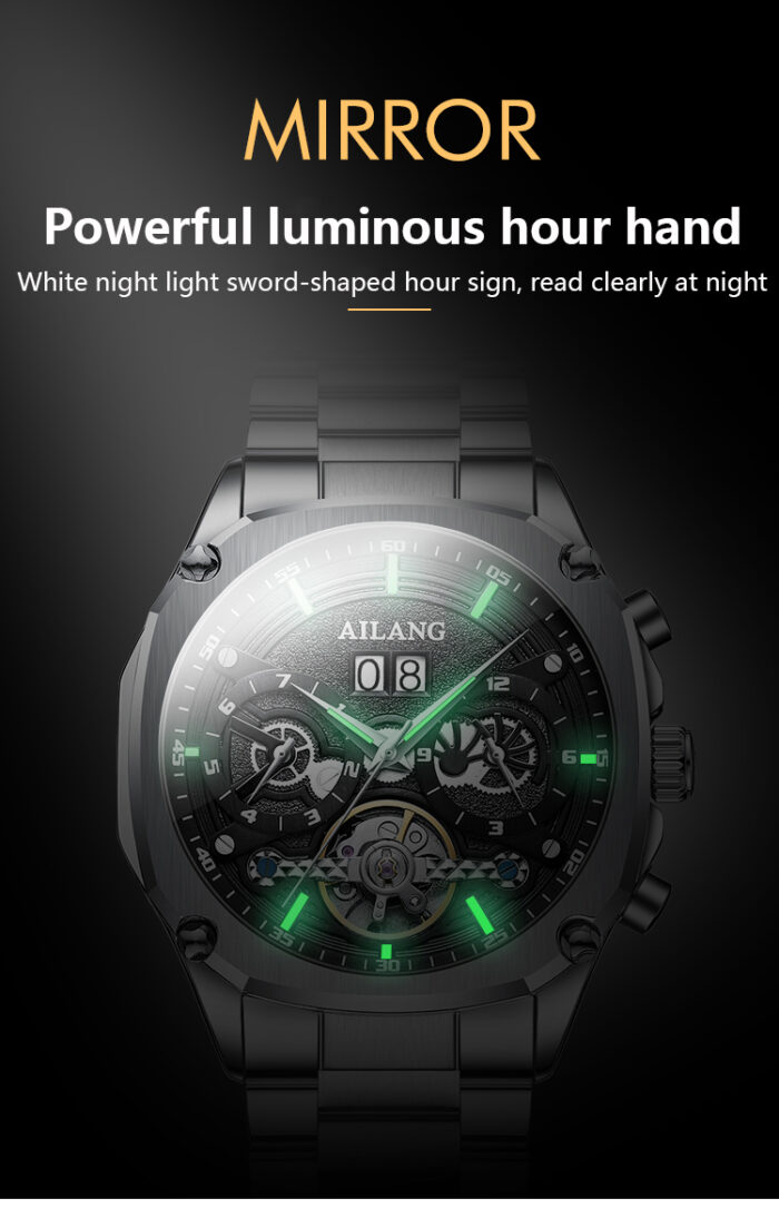 Herrenuhr Automatikuhr Edelstahl Herren automatische mechanische Uhr – Bild 4