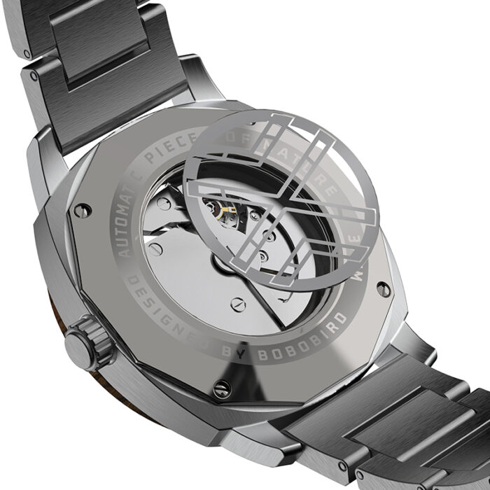 Herren Holzuhr mit Edelstahl Automatische Mechanische Skelett Armbanduhr 45 mm – Bild 4